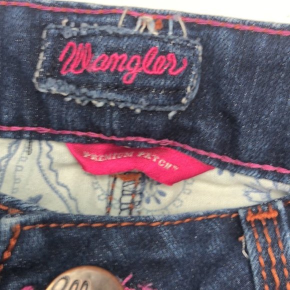 LIKE NEW WRANGLER PREMIUM PATCH BOOTCUT JEANS 4/27x34 😎 - Picture 2 of 13
